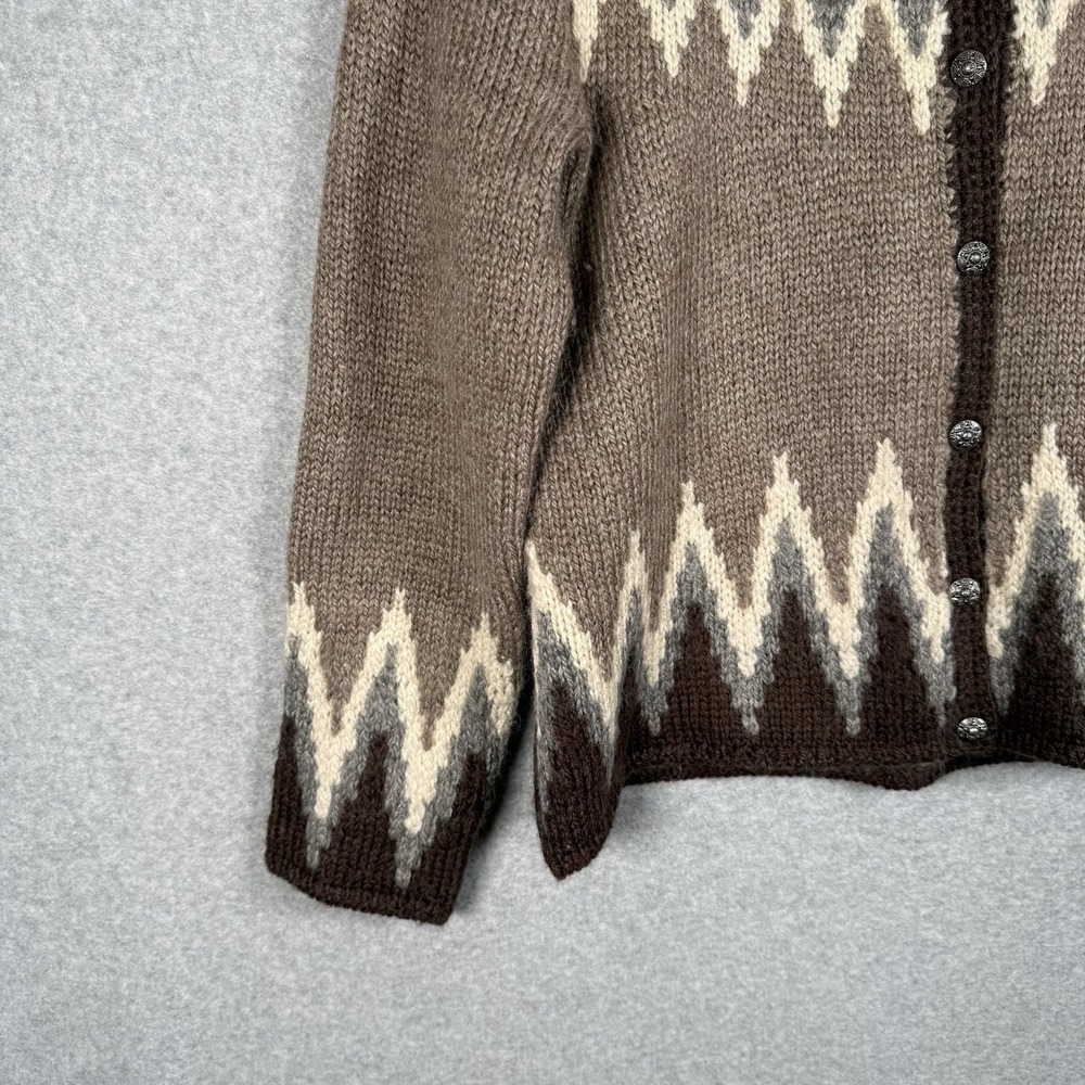 J. Jill Wool Cardigan Womens Small Brown Fair Isle Button Front Sweater - Picture 2 of 7
